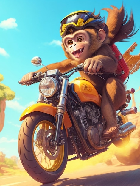 Um macaco montando uma motocicleta Monkey Bike