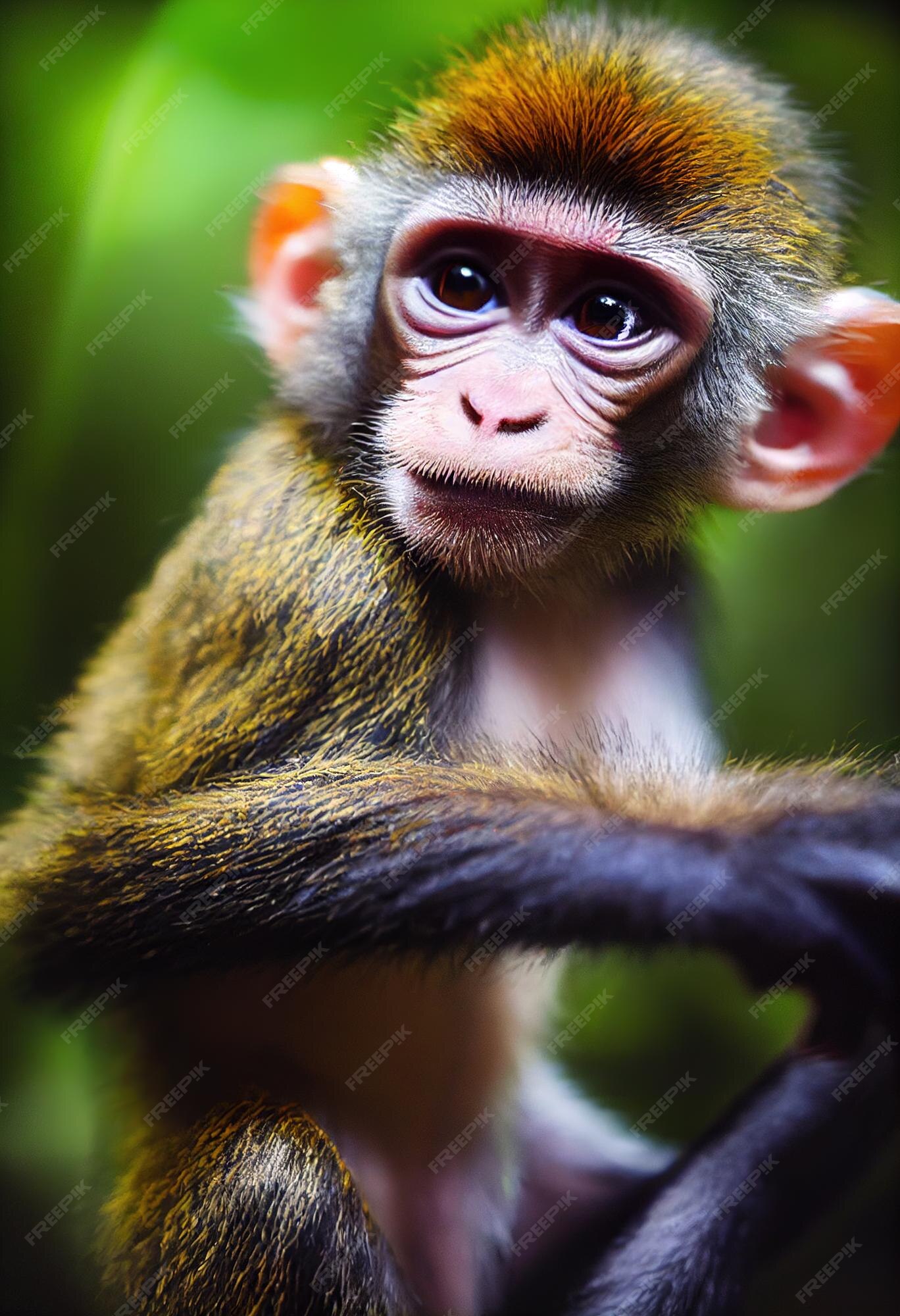 macaco fofo sentado na grama 9579100 Foto de stock no Vecteezy