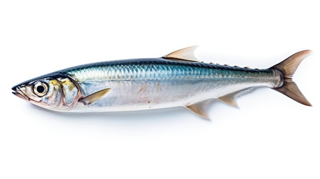 Um mackerel fresco isolado em fundo branco Mackerel do Atlântico Generative Ai
