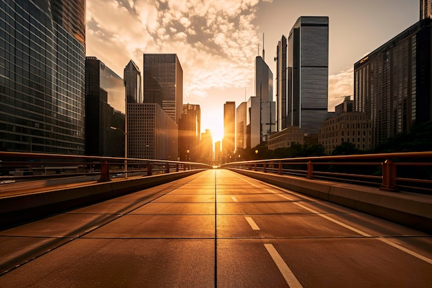 Foto um majestoso horizonte da cidade durante a hora dourada ai generative