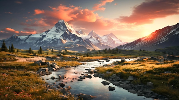 Um majestoso pico de montanha coberto de neve, uma paisagem preta e branca.