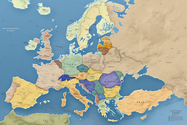 Um mapa da Europa mostra o país no meio do continente.