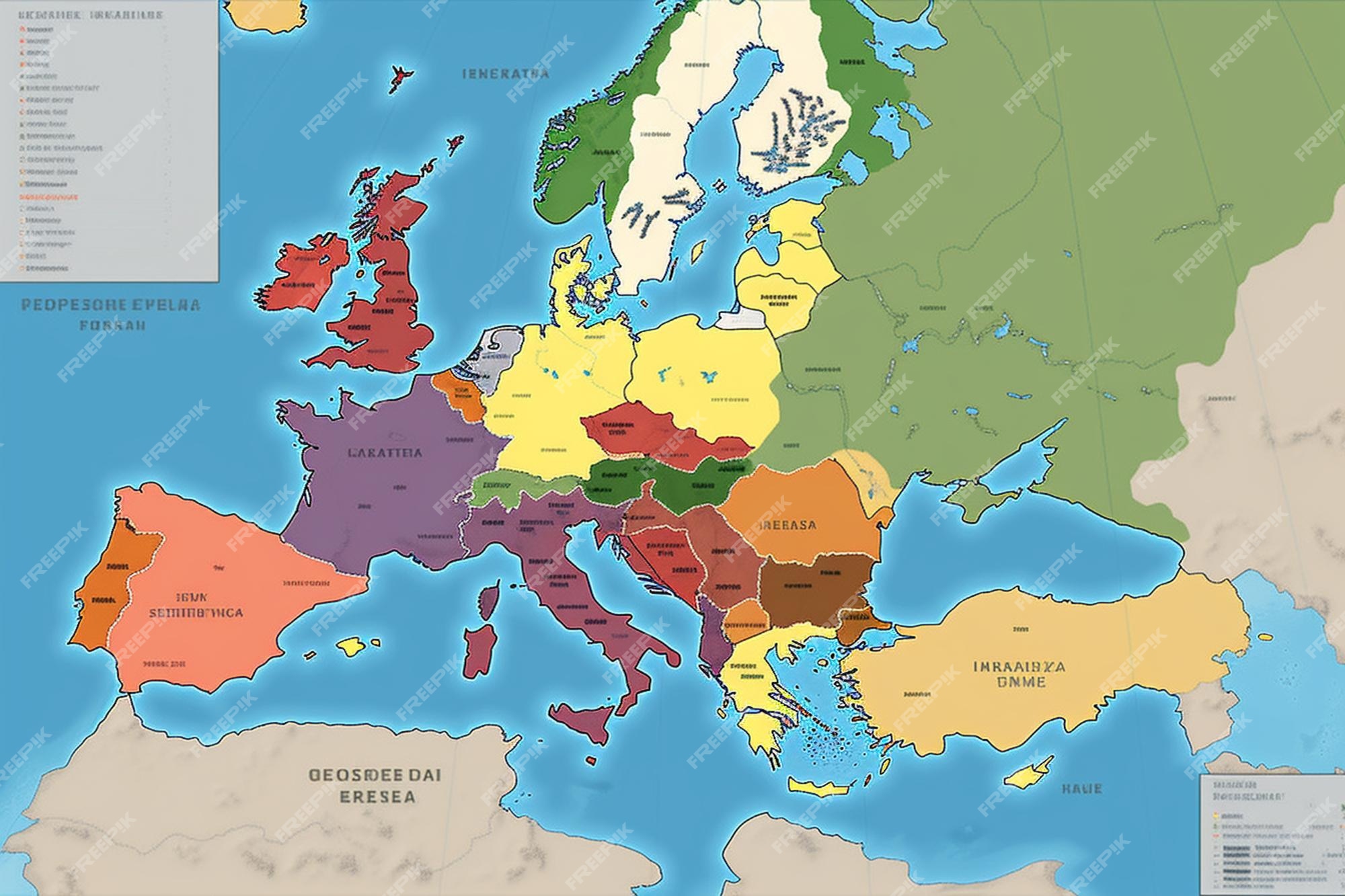 Poster Mapa de cores do cheio da Europa