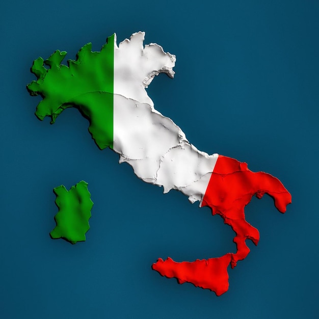 um mapa da itália com a bandeira da itália