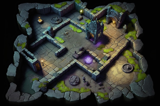 Um mapa de batalha do Epic Dungeon Map para o jogo de fantasia Generative AI