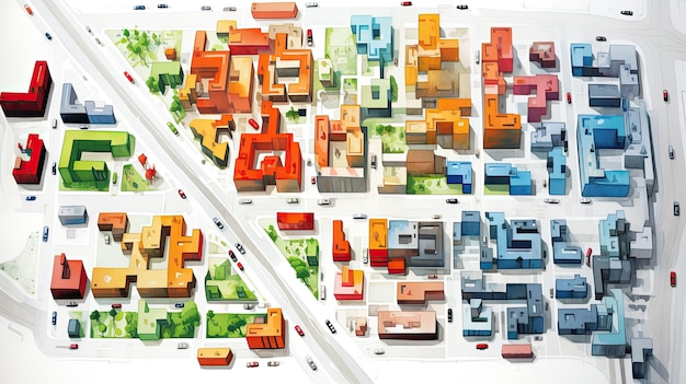 Foto um mapa de uma cidade com marcadores indicando diferentes garagens de estacionamento