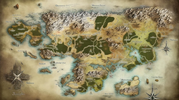 Um mapa do mundo com a palavra " dragão " nele.