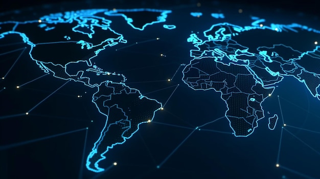 Um mapa do mundo com as palavras globais.