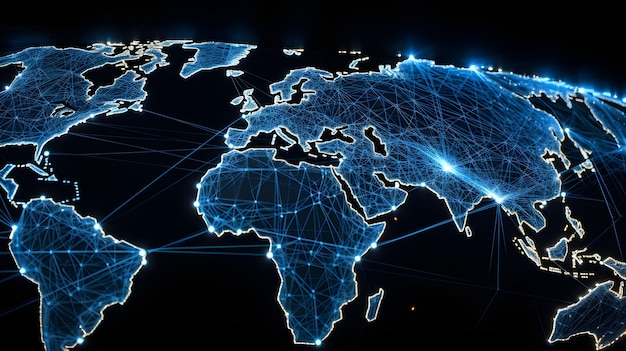 Um mapa do mundo com luzes