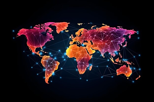 Um mapa do mundo com um fundo colorido.