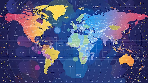 Foto um mapa do mundo com um mapa do mundo