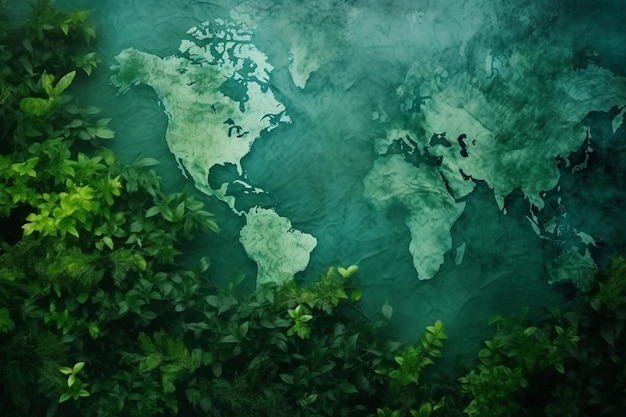 Um mapa do mundo verde com a palavra mundo nele
