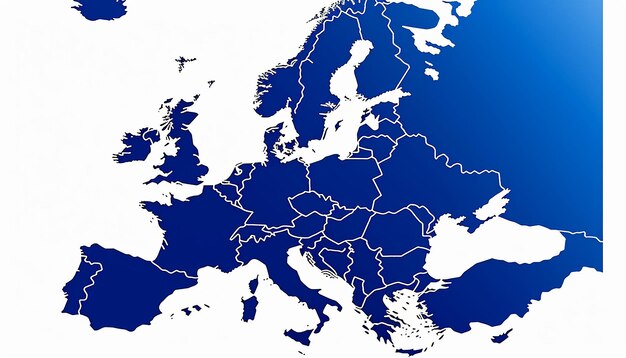 Um mapa simples da europa com um fundo branco sem qualquer texto ou logotipo