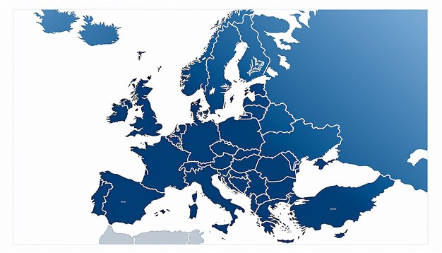 Um mapa simples da Europa com um fundo branco sem qualquer texto ou logotipo