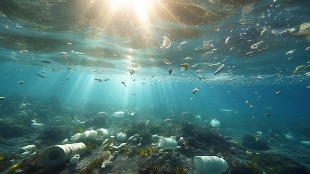 Um mar de lixo no oceano