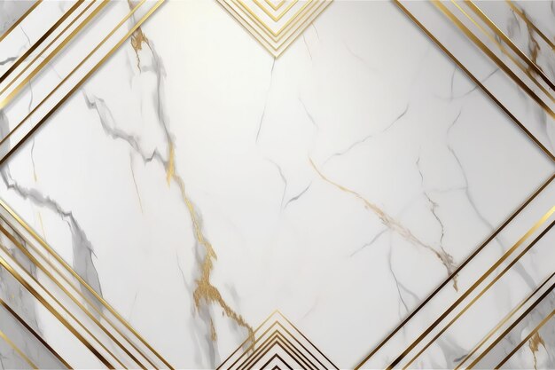 Um mármore branco com linhas douradas e uma IA generativa de moldura dourada