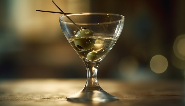 Um martini refrescante com azeitonas perfeito para uma noite gerada por IA