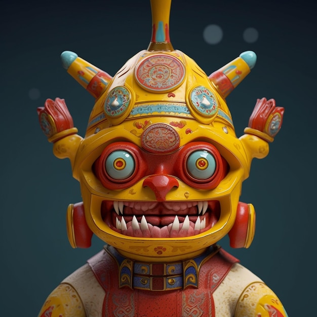 Um mascote de máscara oni