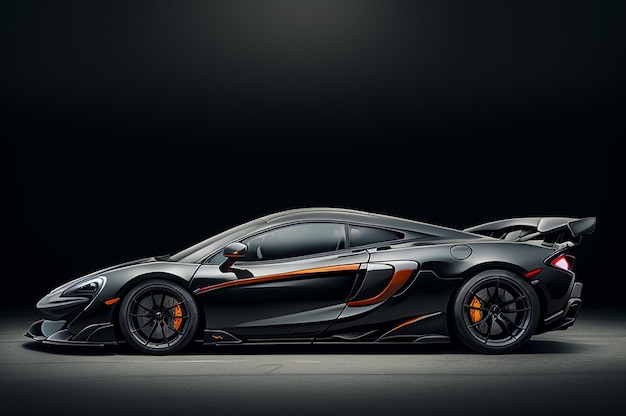 Um mclaren 600LT com vista lateral no estilo Hasselblad 1600f