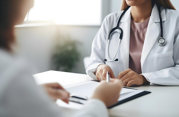 Um médico conversando com um paciente em um quarto de hospital.