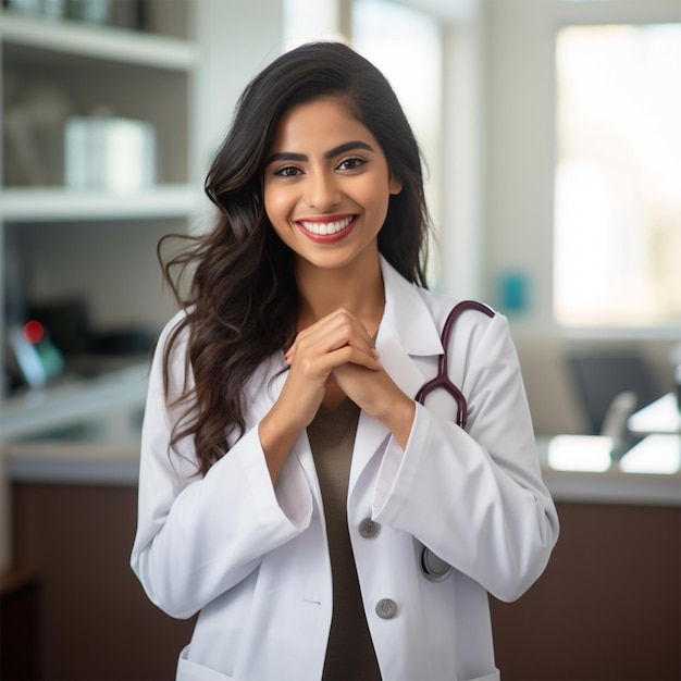 Um médico em farmacêutico trabalhando e feliz hospital de laboratório