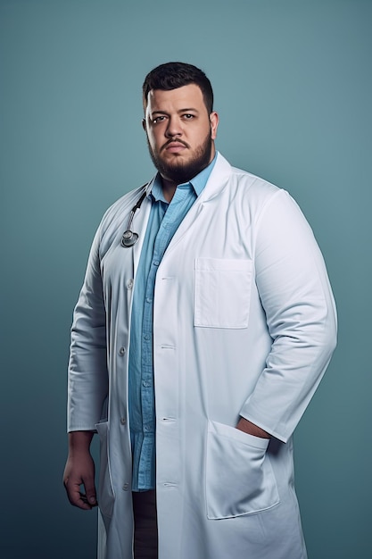 um médico vestindo um jaleco branco e um estetoscópio