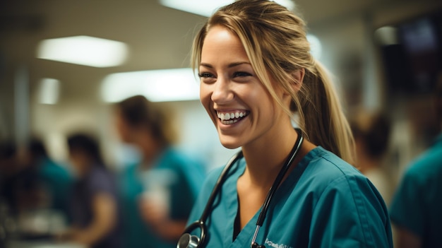 um médico vestindo um traje de treino sorriu