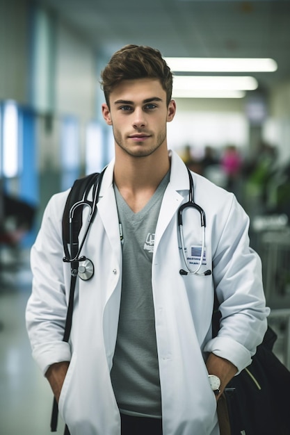 Foto um médico vestindo uma bata de laboratório