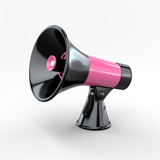 Um megafone preto e rosa.