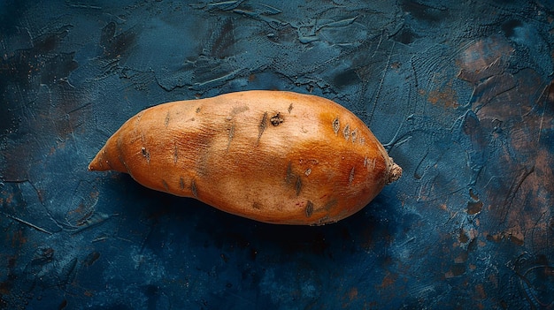 Foto um meio de uma única batata doce detalhada sua textura