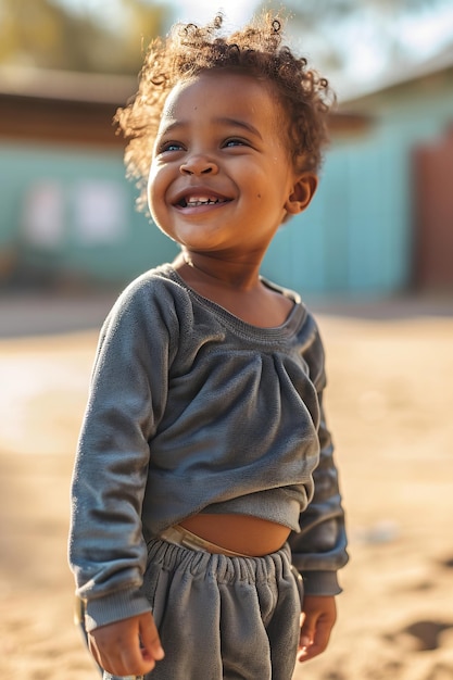 Um menino afro-americano de 18 anos com cabelo castanho a usar calças térmicas na escola com ela.