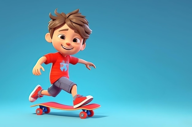 Um menino andando de skate Generative AI