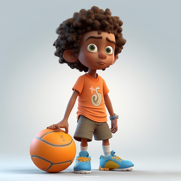 Um menino com uma bola de basquete em sua camisa que diz 5 nele.