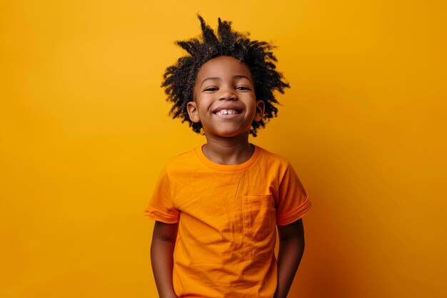 Foto um menino com uma camisa que diz eu amo a cor