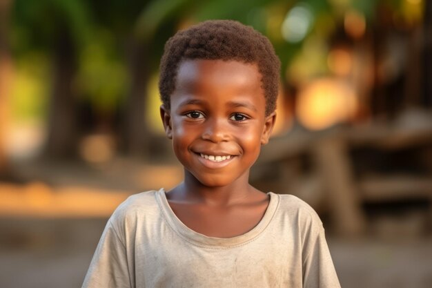 um menino da África sorri para a câmera