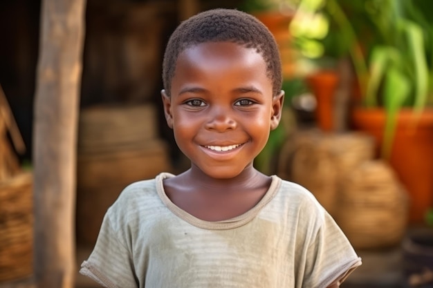 um menino da África sorri para a câmera