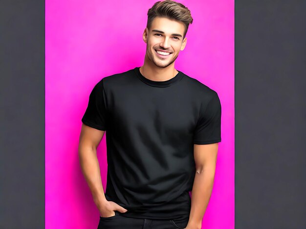 Foto um menino de camisa preta e um homem de camisa negra.