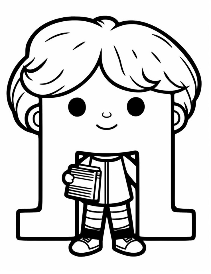 Foto um menino de desenho animado com um livro e uma bolsa de livros de pé na frente de um número um generativo ai