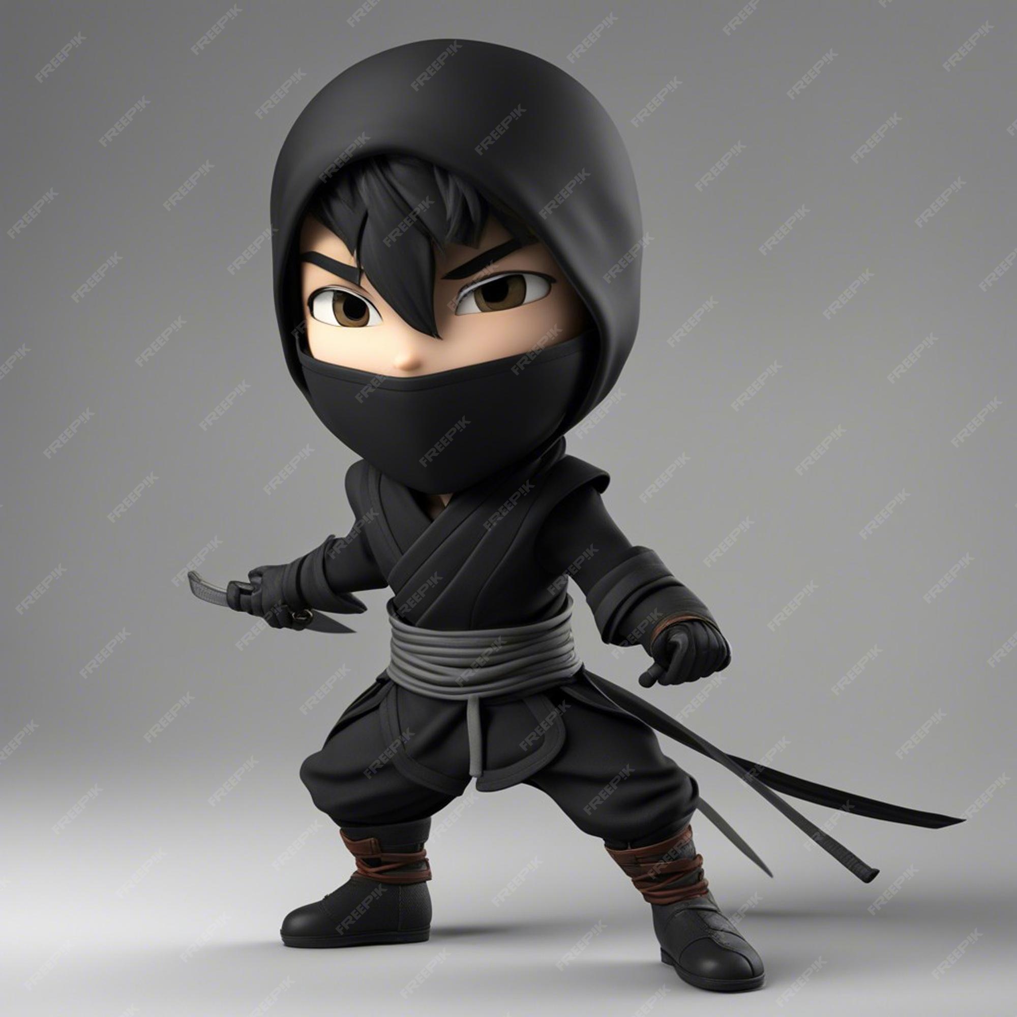 menino de desenho animado vestindo uma fantasia de ninja preto 12941611  Vetor no Vecteezy