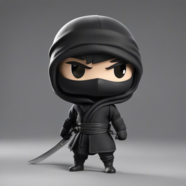 Personagem de desenho animado ninja asiático