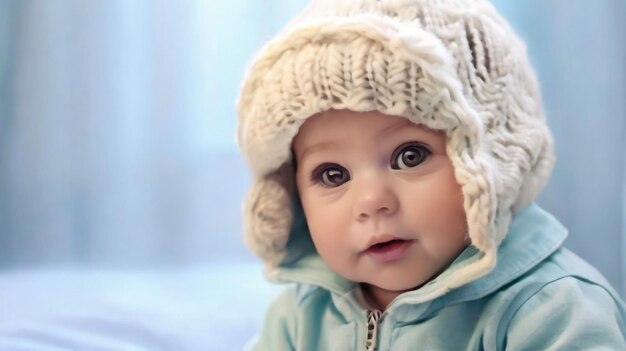 Um menino feliz a fazer ao ar livre no inverno, uma criança bonita com roupas de inverno.