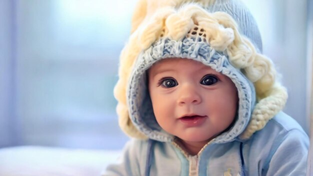 Foto um menino feliz a fazer ao ar livre no inverno, uma criança bonita com roupas de inverno.