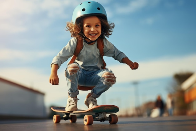 Um menino jogando skate