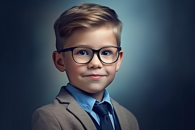 Um menino usando óculos e uma camisa que diz 'eu sou um cientista'