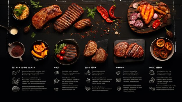 Foto um menu de restaurante para comida de churrasco