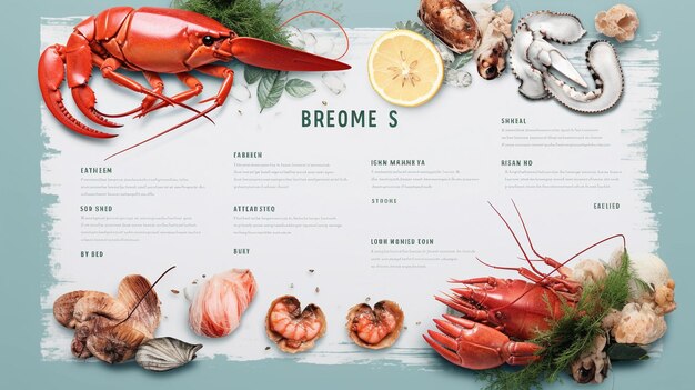 Foto um menu de restaurante para frutos do mar frescos