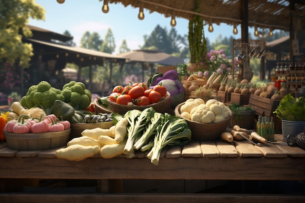 Um mercado de agricultores com fonte local sazonal 00106 00