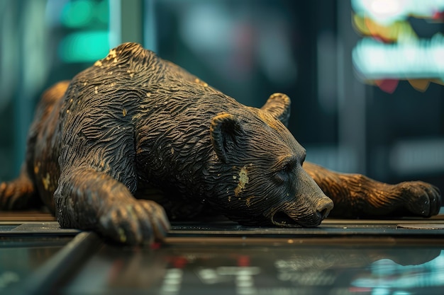 Foto um mercado de urso com um investidor em estado de pânico enquanto observa a queda das ações
