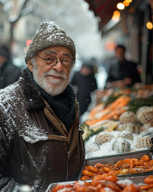 Foto um mercado matinal festivo avós antecedentes