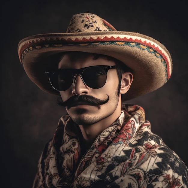 Um mexicano de bigode e cachecol